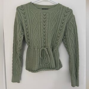 SHEIN Sage Green Cable Knit Sweater